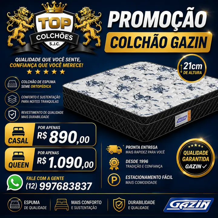 Promoção de setembro: colchão Gazin casal e queen com preço especial